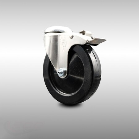 Service Caster 5 Inch 316SS Soft Rubber Swivel Bolt Hole Caster with Total Lock Brake SCC SCC-SS316BHTTL20S514-SRS